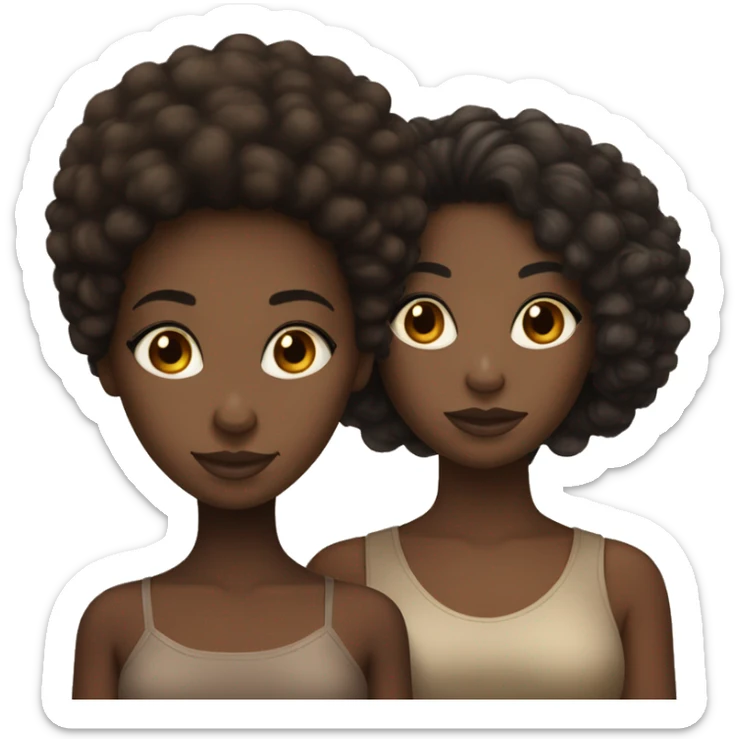 2 girlfriends black girls with afro hair one light skin and other brown skin sticker