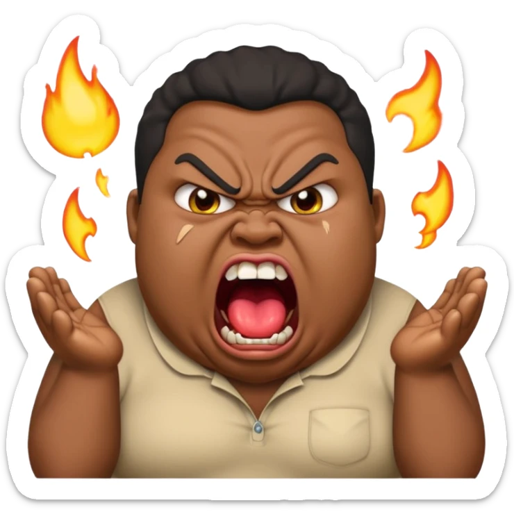 gum tsion emoji very not nice rude shouting ragebaiter fat ugly fat  black sticker