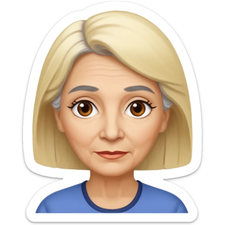 Rea emoji bionda di 70 anni occhi castani sopracciglia nere sticker