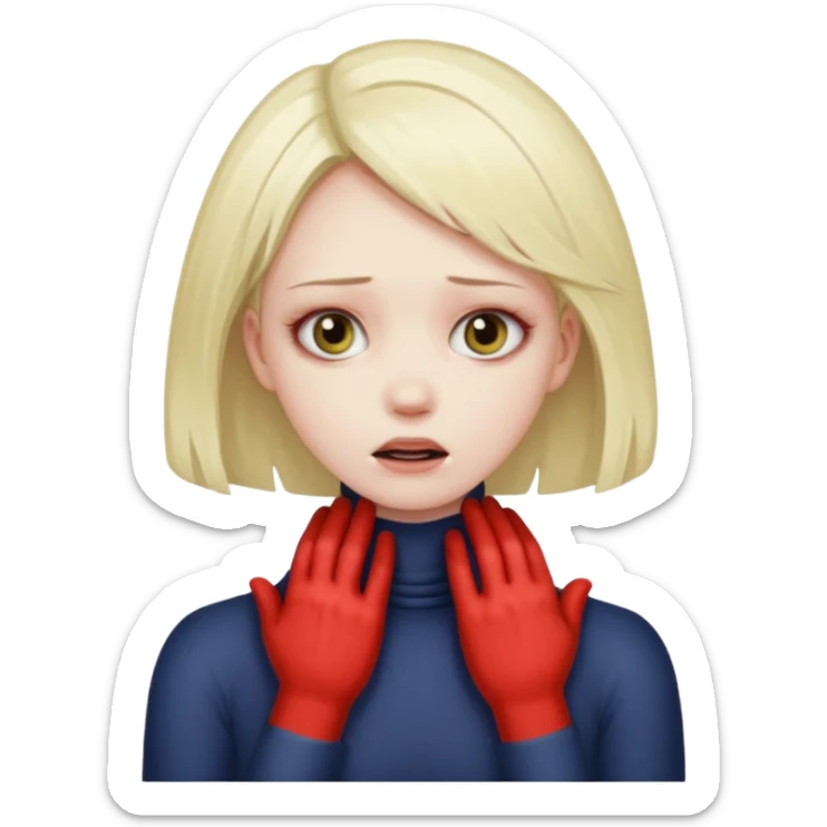 A girl with X eyes and her hands on her neck like kind mad and strangle  sticker