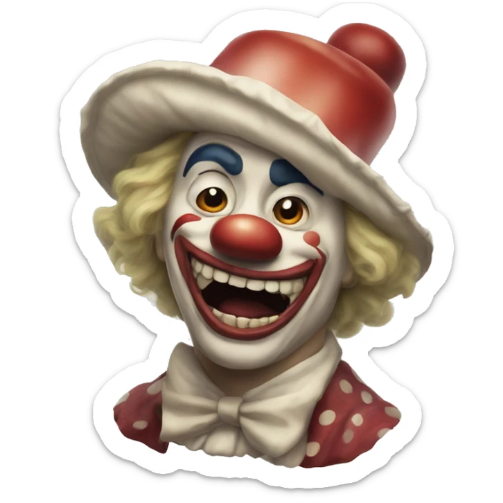 The face of a clown from the movie terrifying with a smile on his face sticker