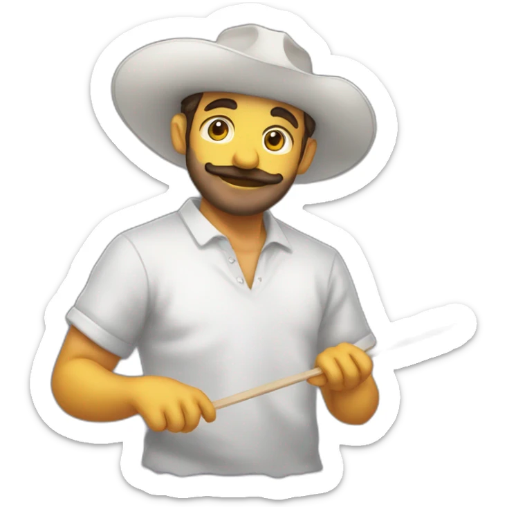 rana artista sosteniendo paleta de pintura y boina sticker