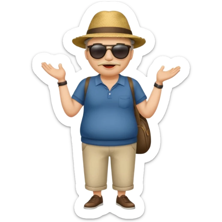 Excited pursed lip full body man emoji with an enormous waist twice the size of the rest of their body sticker