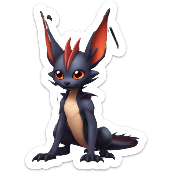  Kawaii Edgy Cool Vampiric Beautiful Noivern-Nargacuga-Litten with big Bat Ears full body sticker