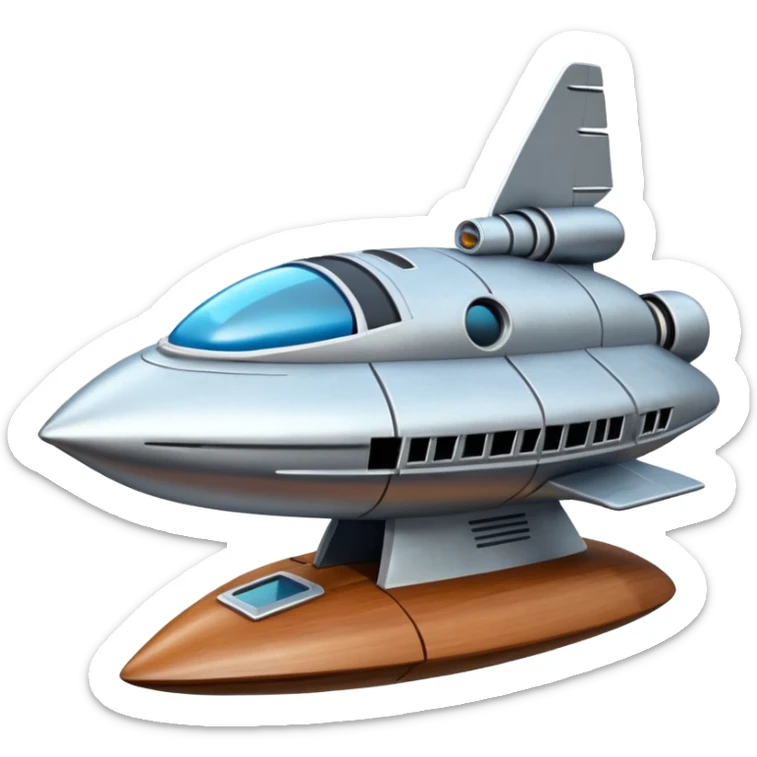 50s Photographic Painted Flying Starship spacecraft bird’s house wooden  sticker