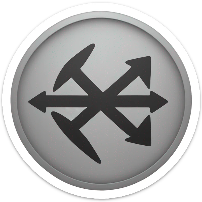 Create a circular arrow icon similar to the 🔄 emoji, but in black and white colors. The design should have a clean, minimalistic style with smooth lines. The arrows should form a continuous loop, and the background should be plain white sticker