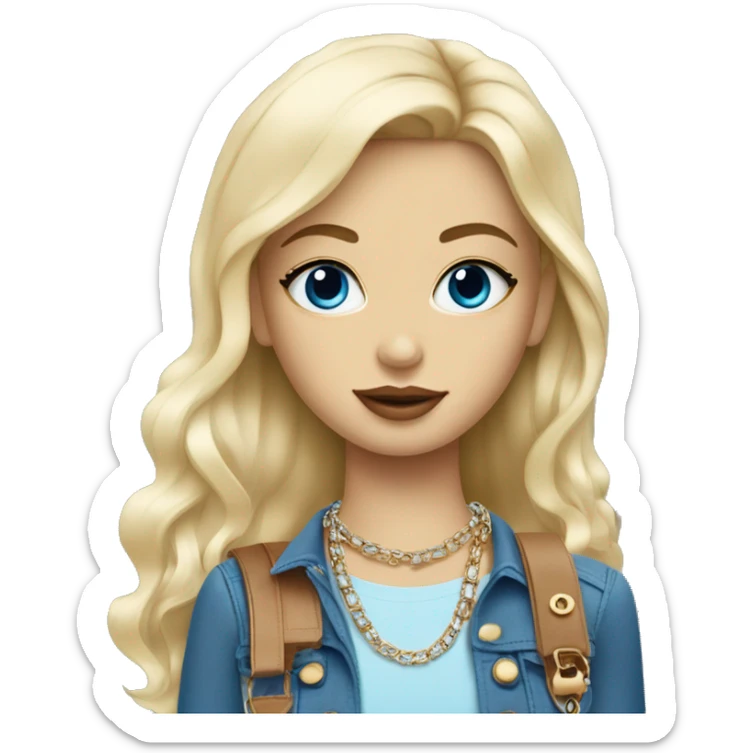 Blonde blue eyes Girl with Birkin bag and Chanel necklace sticker