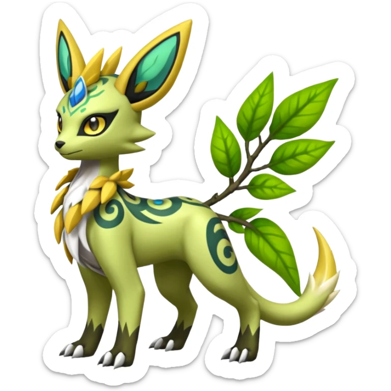 Tribal Exotic Ivy Planty Meloetta-Zygarde-Zeraora-Renamon-Protogen-Palkia-hybrid-fusion-Fakémon-creature, full body sticker