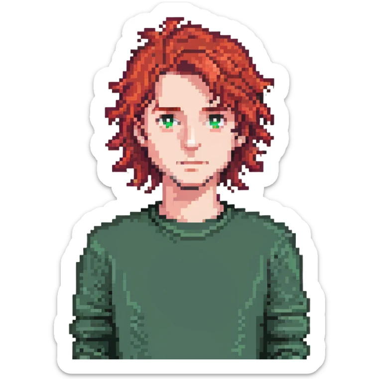 Young man with red hair finds money on the street and his wife is watching it sticker