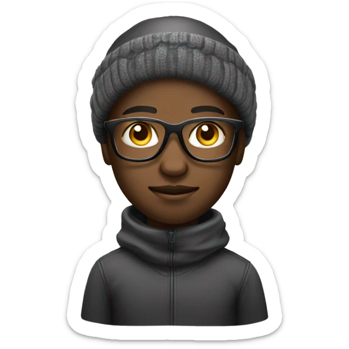black african young techy male with eye glass and head warmer sticker