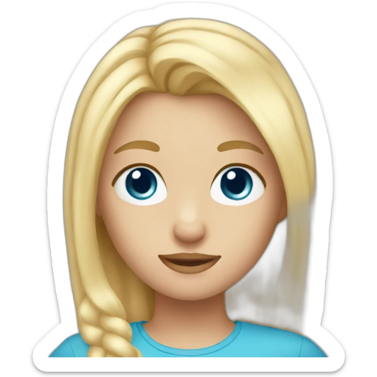 make an emoji of a girl with blue eyes and blond hair holding an iPhone sticker