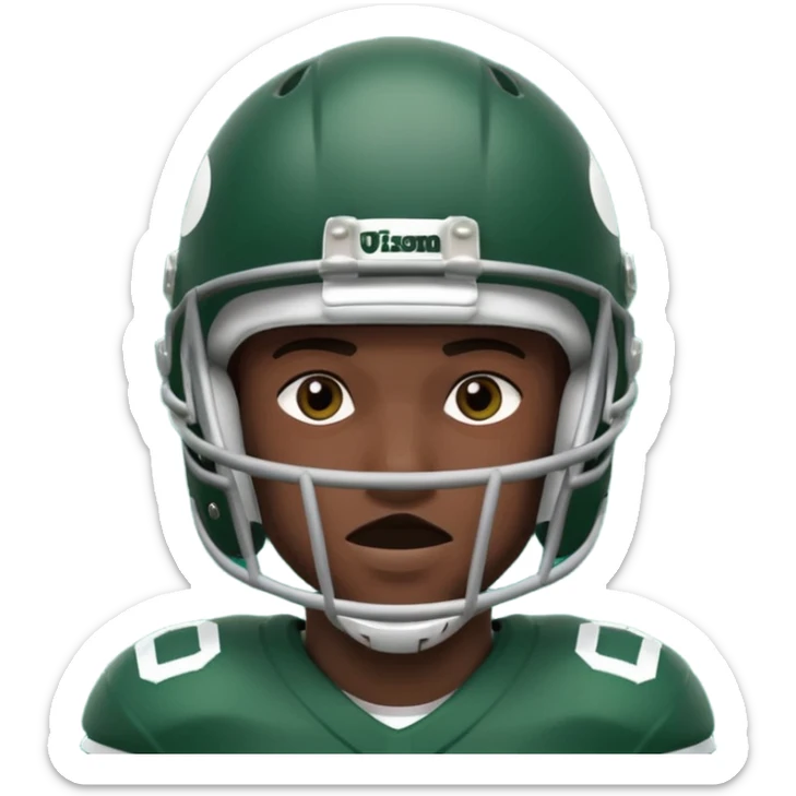 College football player helmet in dark green color ( black player ) sticker