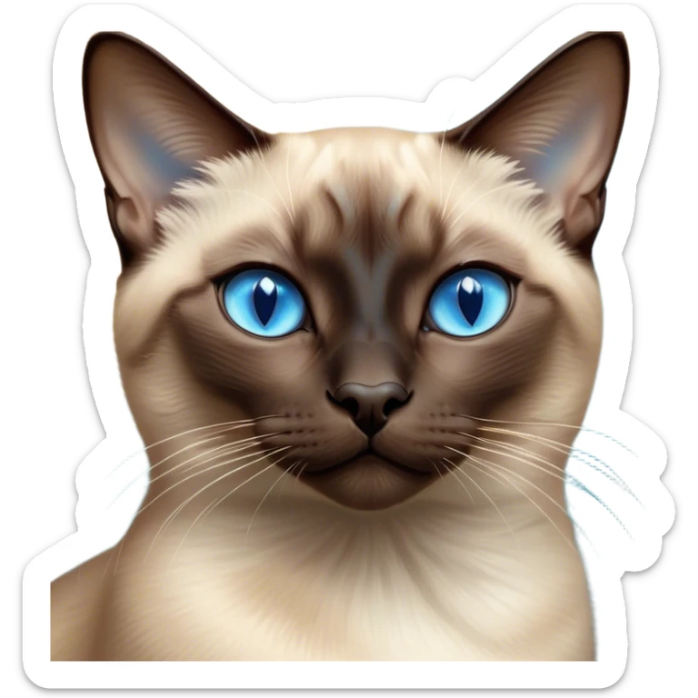 Cinematic Siamese Cat, Ultra-realistic 32k HD, Breathtaking piece of art, rim lighting, hauntingly beautiful art, soft sepia tones with accents of cool blues, Balanced features with striking almond-shaped eyes, highly detailed digital artwork, glowing with a subtle blue sheen, high shine, ethereal and graceful, a portrait of elegance, otherworldly, enchanting and mysterious, blending realism and fantasy, dreamy glow, optical illusion, immaculate composition, complex pose with fluid movement, capturing the feline's grace and charm, so lifelike that it feels like the cat could step out of the frame at any moment. sticker