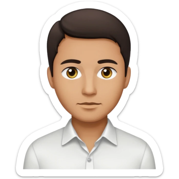 Hombre, pelo moreno, ojos negros y piel aceitunada ojos negros y piel aceitunada y camisa elegante sticker