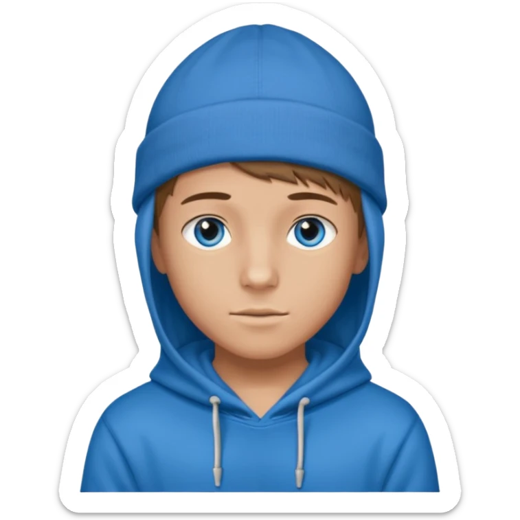 handsome and young teen pinterest boy good at fashion. popular among 'that brat girl', wearing hoodieand beanie with blue eye   sticker