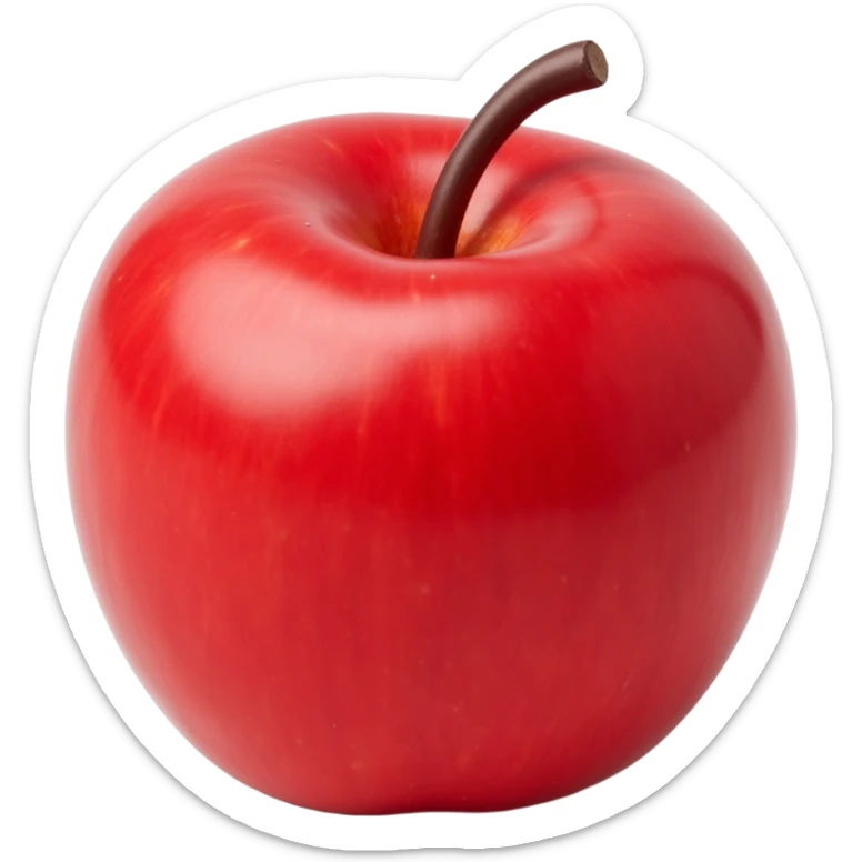 realistic glossy red apple icon with subtle shadows and highlights in skeuomorphism style sticker