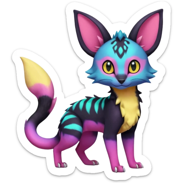 Neon pastel Salandit-Umbreon-Genet-Noivern-Noibat-Serval-Hybrid (Full body) sticker