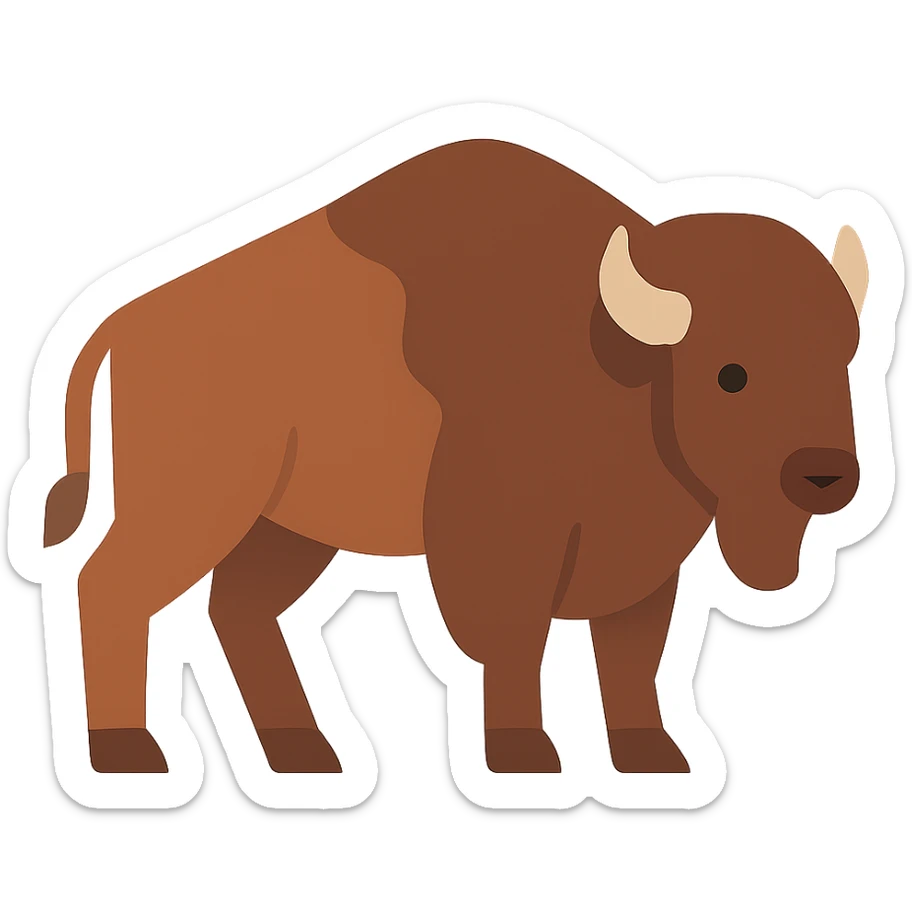 Flat design style bison sticker