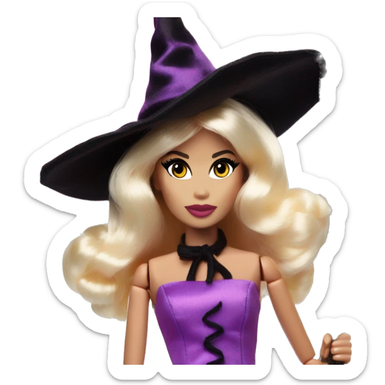 photogenic silkstone Barbie witches enchanted TV series floating gently on broomsticks sticker