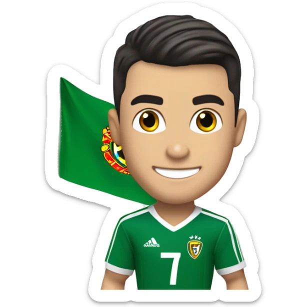 cristiano ronaldo con una bandera de excel y adentro de la bandera quiero el nombre "centro academico excel pro" sticker