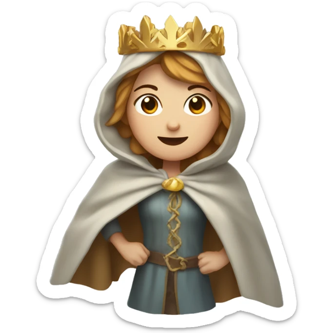 a woman with golden brown hair is running, wearing an Icicle Crown and a Winter Cloak sticker