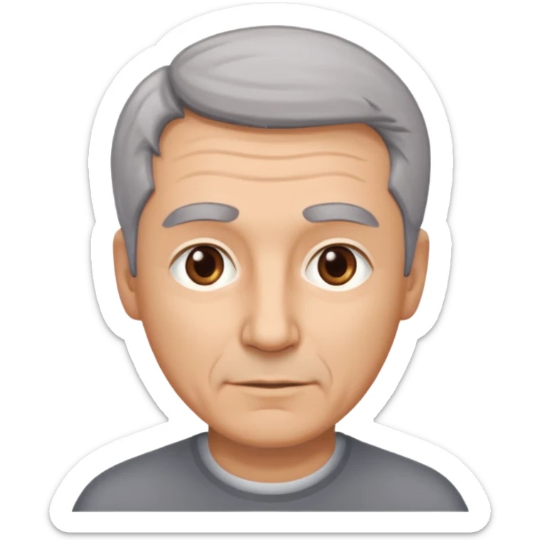 Illustrated emoji of a middle aged man with receding grey hair and brown eyes sticker