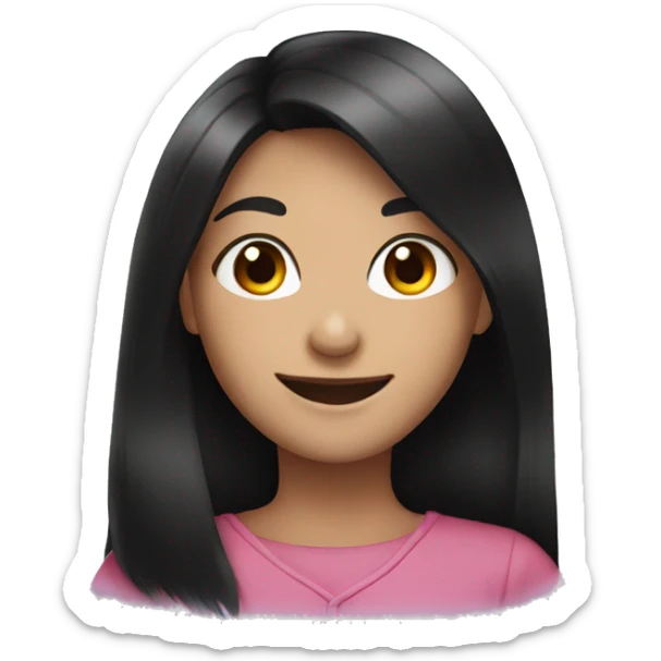 smiling girl with black hair sticker