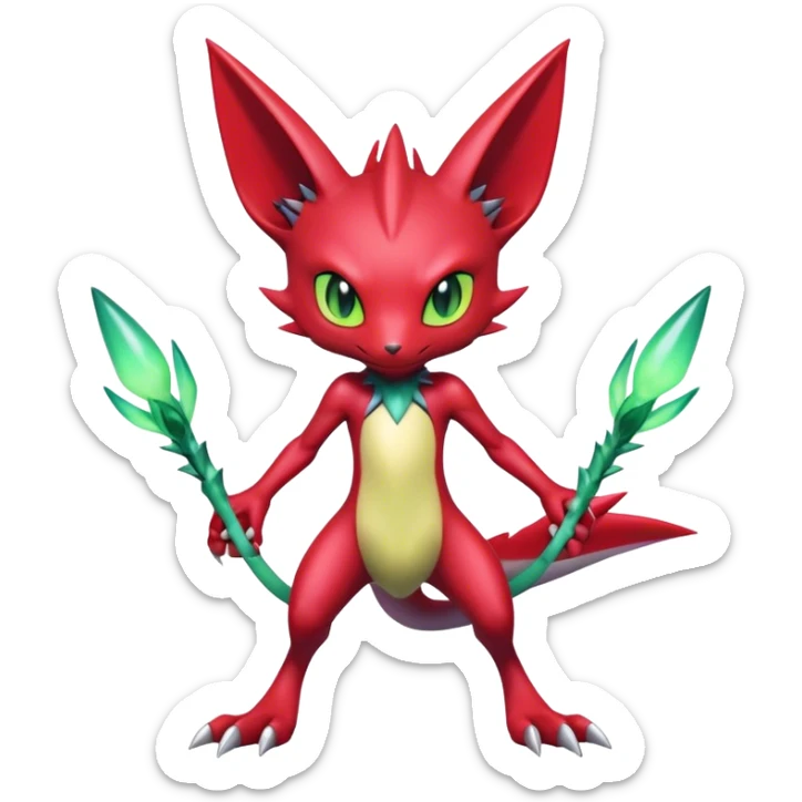 Cute Cool Edgy Shiny Ethereal Legendary Digimon-Sneasel-Scizor-hybrid full body sticker
