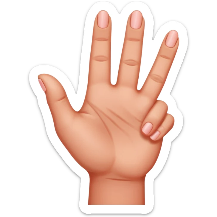 I want the thumb, middle, and index fingers pointing upwards, and the others pointing downwards, and they should be red. sticker