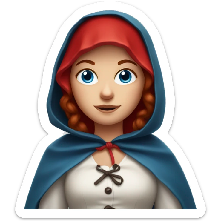 Little Red Riding Hood looks straight, blue eyes and red hair sticker