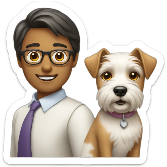 Man with glasses anda woman with a westie dog girl sticker