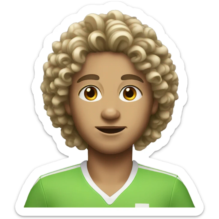 White Tennis player with curly wavy hair and slight freckles sticker