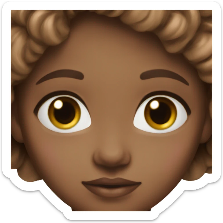 Brown doll eyes, brown hair, feminine, pink, girl, angelic sticker