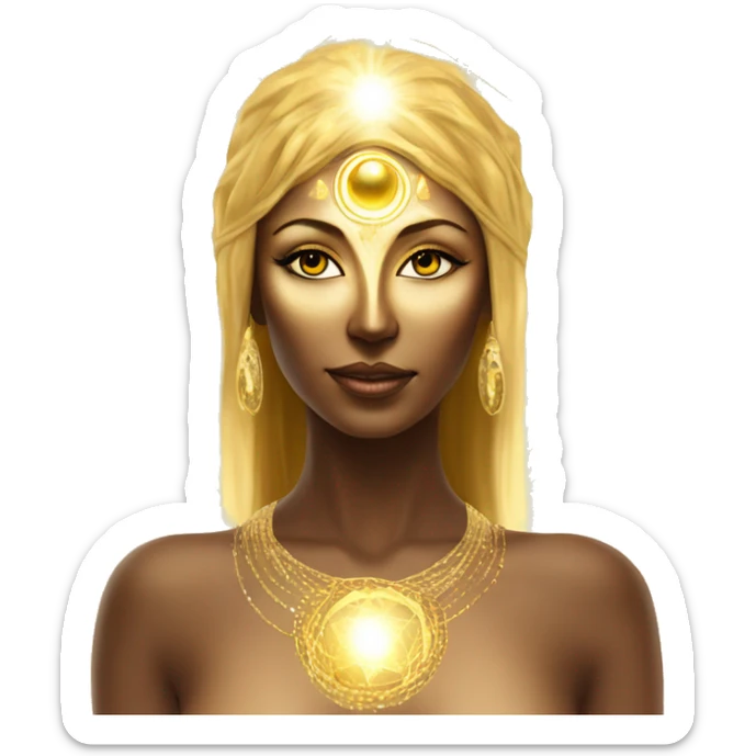 Pleiadian radiant diva woman female golden third eye sticker