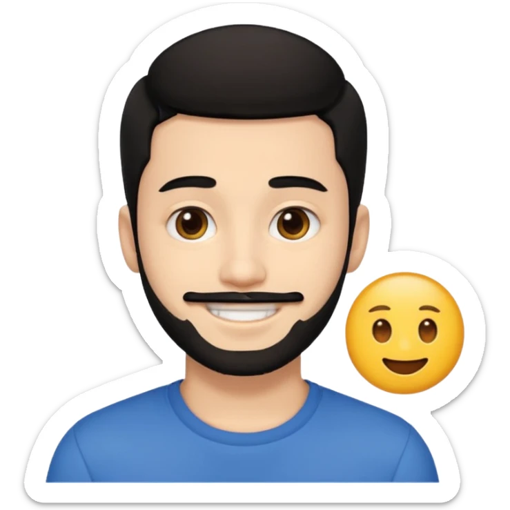ein junge 20 jahre bisschen bart nur unten wenig und schwarze haare braune augen ein emoji boy  sticker
