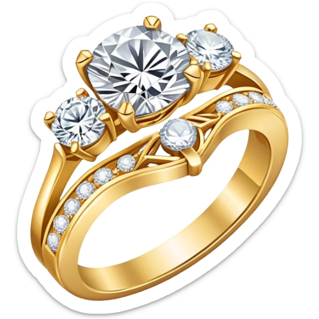 Create a bright and detailed icon representing jewelry art and the craft of making jewelry. The design should feature elements like a sparkling diamond, a gold ring, a jeweler’s tools (such as pliers and a workbench), and some delicate detailing that conveys craftsmanship and luxury. The icon should be clean, vibrant, and visually striking, with a balance of sophistication and creativity. sticker
