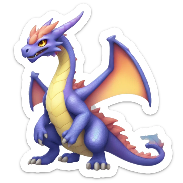 Kawaii Edgy Bright Ethereal Fururistic Fantasy Dragon Pokémon Fakemon full body sticker