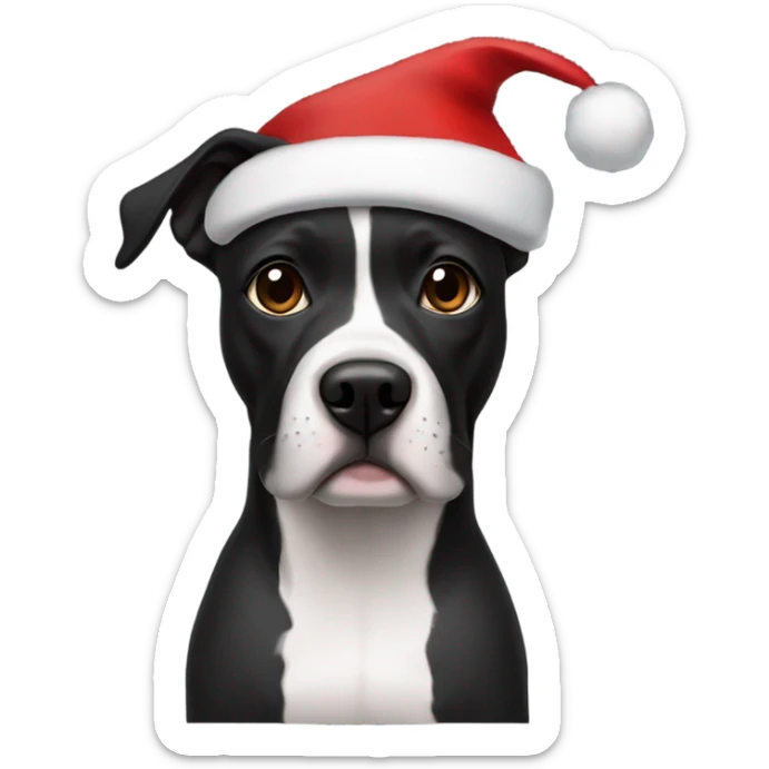 Black Staffordshire female wearing Santa hat and Santa costume sticker