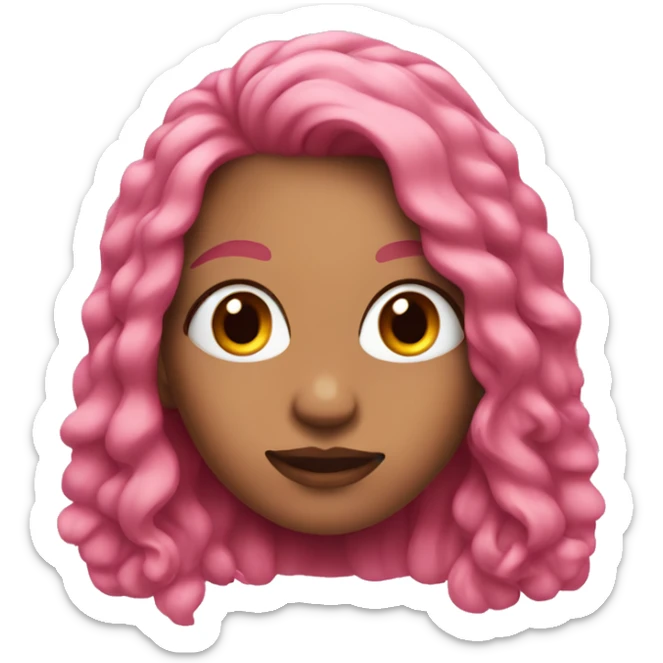 girl emoji with long pink hair and brown eyes with and eyebrow piercing on her left  sticker