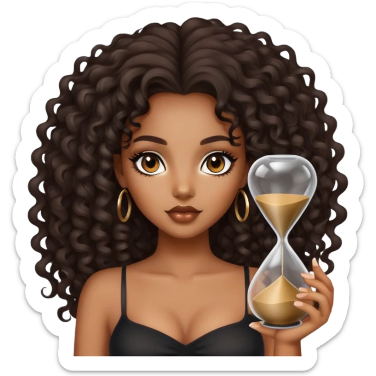 Black girl+with hour glass body+smoky eye +beautiful long curly hair sticker