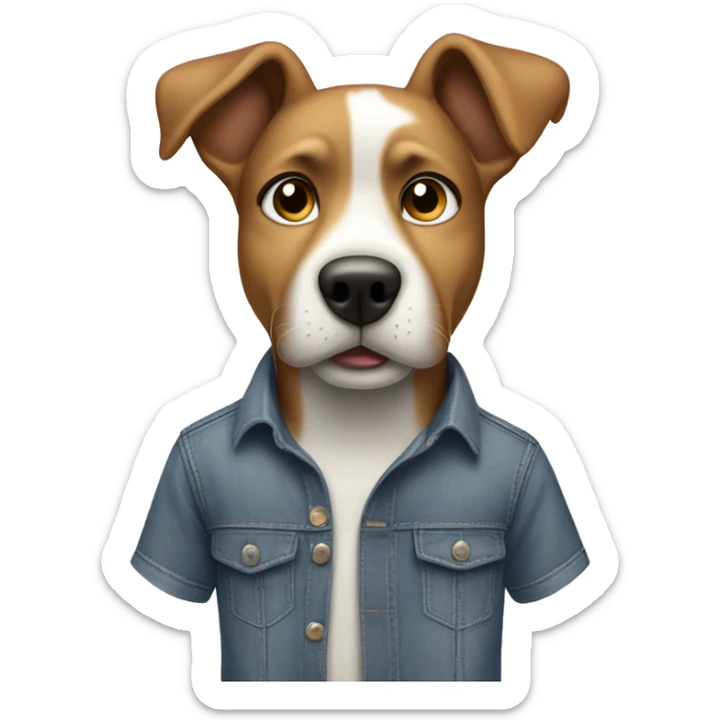 A dog wearing a grey shirt and blue jeans who has he’s hands in his pocket sticker