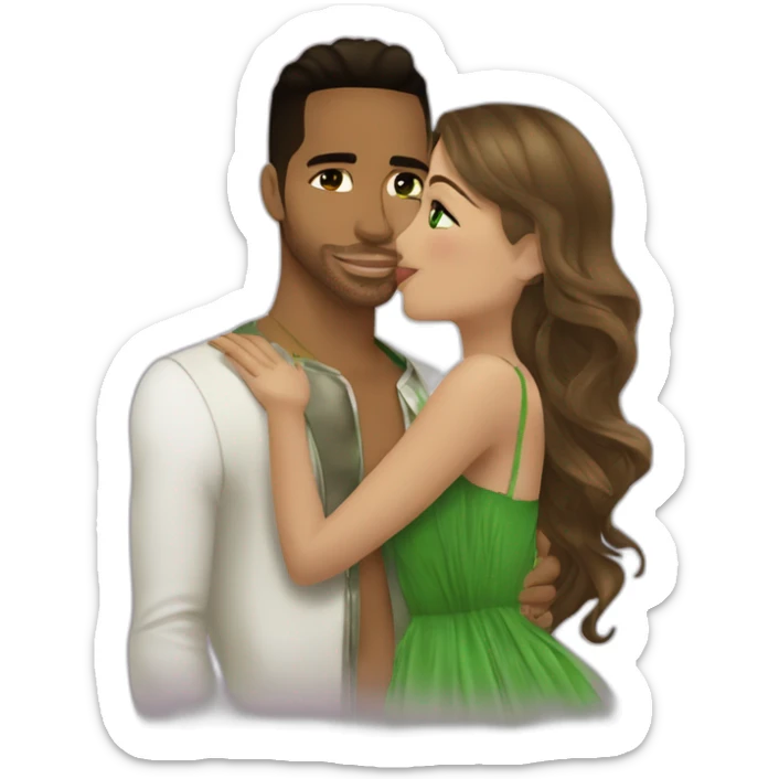 kiss-kiss romeo santos and girl green eyes and very long dark blond hair sticker