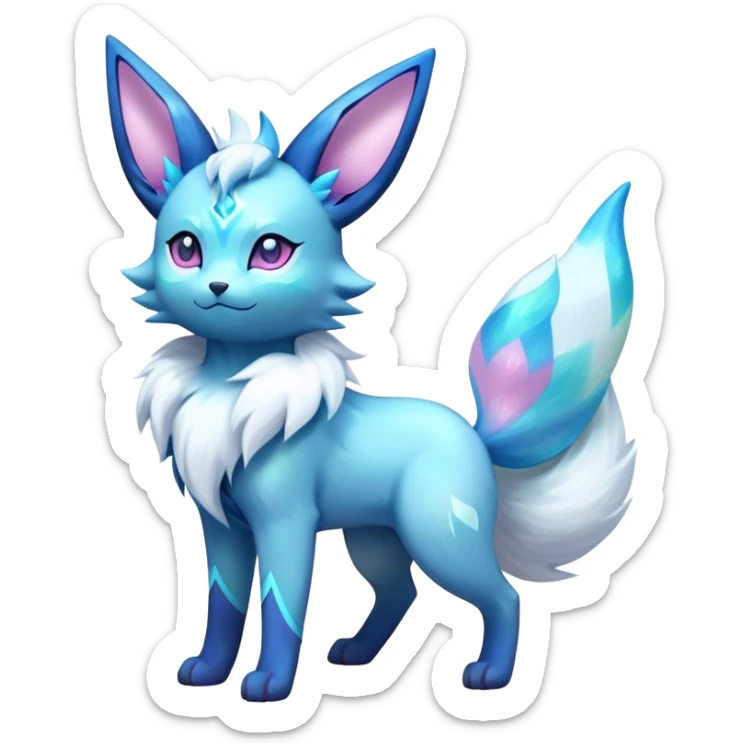 Futuristic Fluffy Celestial Magical Ethereal Fashionistic Fantasy-Glaceon-Espeon-Sylveon-Umbreon-hybrid, full bod sticker