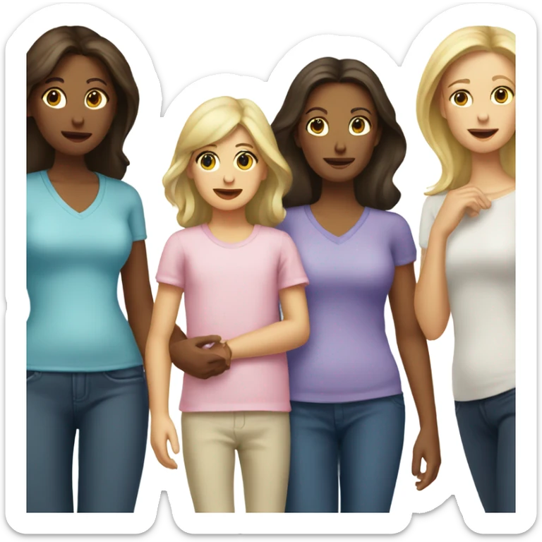 brunette woman and blonde woman as mothers to two girl children sticker