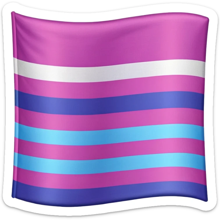I want a flag, I want it to have three stripes and I want the stripes to be horizontal. I want the first stripe at the very top of the flag to be pink 🩷. The middle stripe will be the color purple 💜. And finally the bottom stripe will be the color blue 💙. sticker