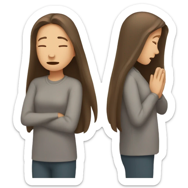 avec désespoir → Emoji brown-haired woman with long straight hair holding her hands in despair over her head sticker