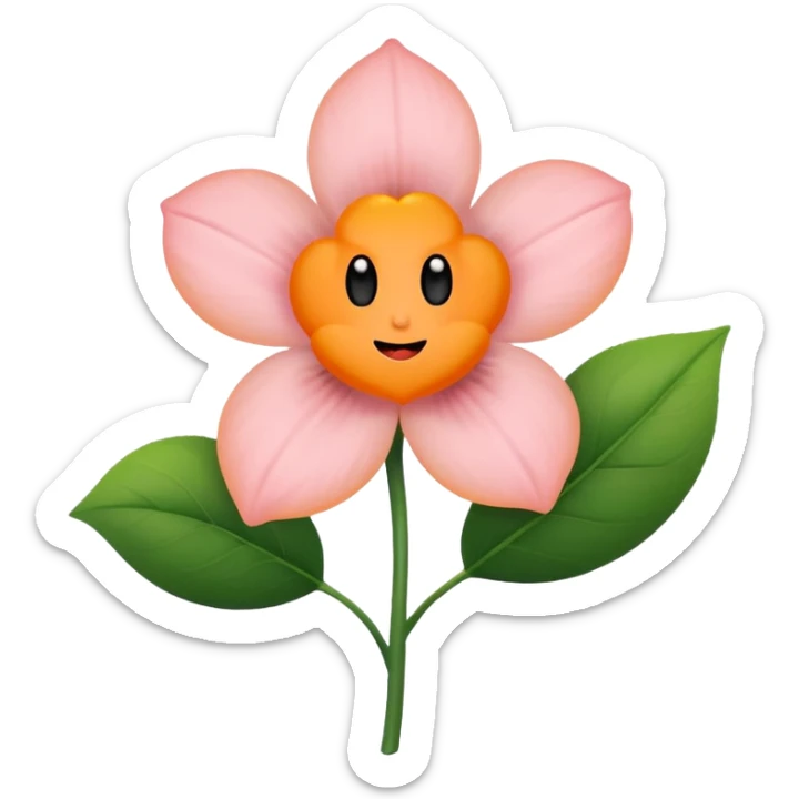 Green stem, white bud with black cartoony face: ;p. And six heart shaped yellowish orange petals sticker