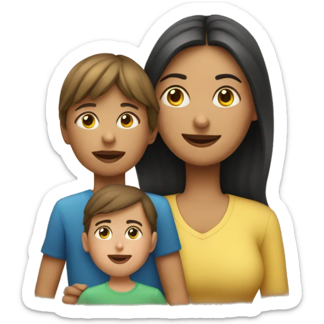 Familia de madre con un niño y una niña sticker