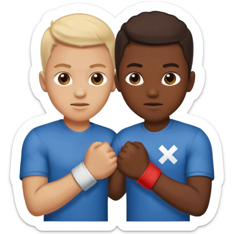 two brothers and two different sides of the world fighting, but still being in brotherly love. No one is an exchange student sticker