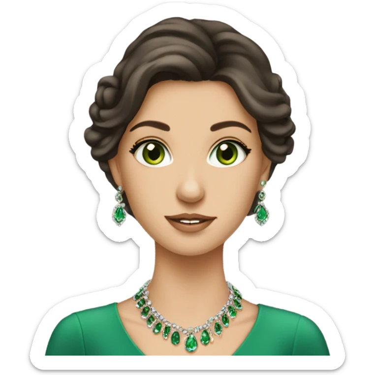 elegant brunette green eyed girl with jewellery  sticker